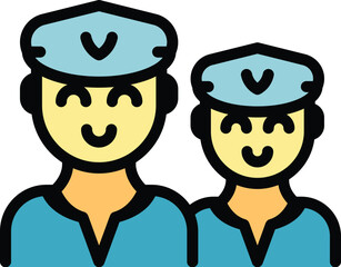 Poster - Airline crew icon. Outline Airline crew vector icon for web design isolated on white background color flat