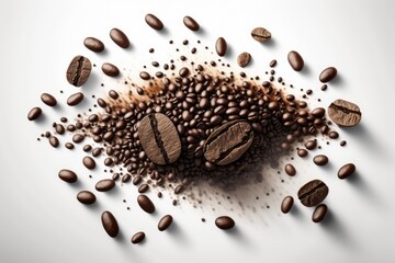 Poster - Coffee beans on a white background. Generative AI