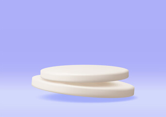 Poster - 3D Grey Cylinder Podium Isolated. Stage for Product Presentation with Shadow. Empty Stage Round Podium. Minimal White Scene. Pedestal 3D Platform. Realistic Vector Illustration