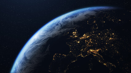 Wall Mural - Europe and planet earth seen from outer space