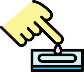 Poster - Covid test finger blood icon. Outline Covid test finger blood vector icon for web design isolated on white background color flat