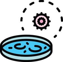 Poster - Covid test lab pot icon. Outline Covid test lab pot vector icon for web design isolated on white background color flat