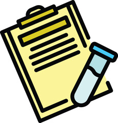 Poster - Covid test clipboard icon. Outline Covid test clipboard vector icon for web design isolated on white background color flat