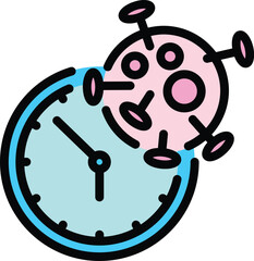 Poster - Covid test time icon. Outline Covid test time vector icon for web design isolated on white background color flat