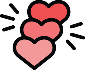 Poster - Hearts ranking icon. Outline Hearts ranking vector icon for web design isolated on white background color flat