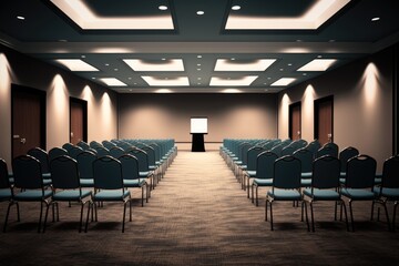 Poster - Empty conference room ready for audience. Generative AI