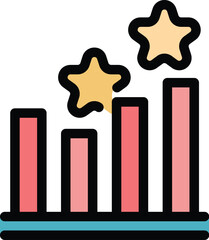 Poster - Ranking graph chart icon. Outline Ranking graph chart vector icon for web design isolated on white background color flat