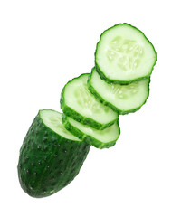 Wall Mural - Fresh cucumber slices isolated on transparent background. Fresh food. PNG format	
