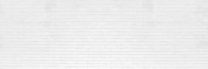 Fototapete - Panorama view white bricks wall layer. White brick wall texture seamless vector illustration