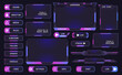 © GreenSkyStudio - Game streaming interface elements. Gaming frames, bars and buttons, mmo game menu elements flat vector illustration set. Futuristic game stream dashboard icons