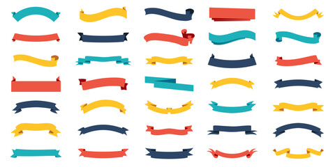 set of ribbons banners colorful vector. isolated on white background. ribbon banner in modern simple