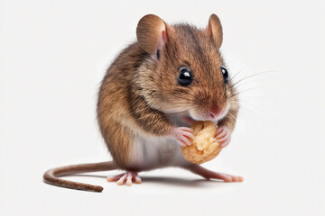 Cute little mouse on white. Generative AI. 