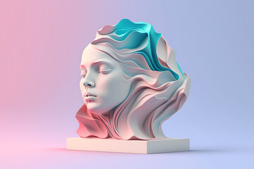 Abstract statue sculpture of a female, generative AI