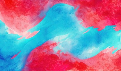 Poster -  a painting of a red and blue wave with a red background.  generative ai