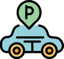 Poster - Car parking icon. Outline car parking vector icon for web design isolated on white background color flat