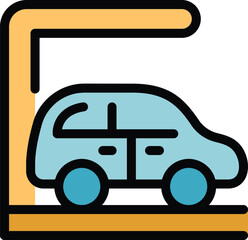 Poster - Parked car icon. Outline parked car vector icon for web design isolated on white background color flat