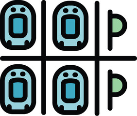 Poster - Outdoor parking icon. Outline outdoor parking vector icon for web design isolated on white background color flat