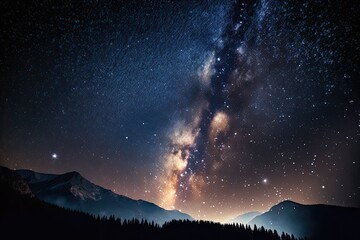 Wall Mural - dark night sky with stars and the milky way. generative ai