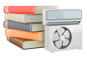 Wall Mural - Books with air conditioner, 3D rendering