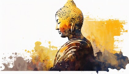 Wall Mural - buddha purnima or vesak day illustration, generative ai