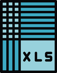 Poster - Xls database icon. Outline xls database vector icon for web design isolated on white background color flat