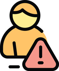 Poster - Warning user icon. Outline warning user vector icon for web design isolated on white background color flat