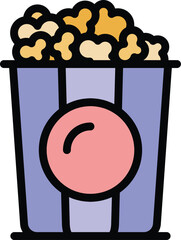 Poster - Carton popcorn icon. Outline carton popcorn vector icon for web design isolated on white background color flat