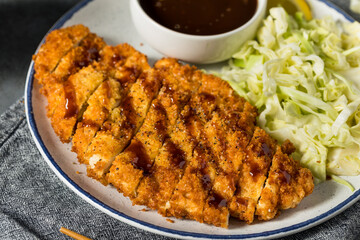 Wall Mural - Homemade Japanese Chicken Katsu with Cabbage