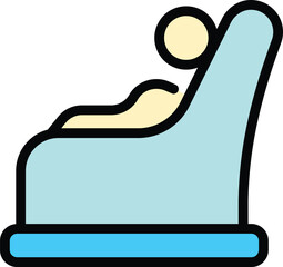 Poster - Human lounge icon. Outline human lounge vector icon for web design isolated on white background color flat