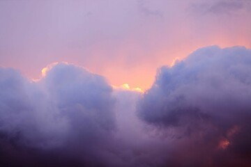 Canvas Print - Beautiful scenery of the sunset in purple color evening clouds