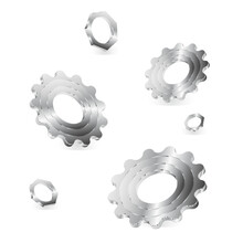 Bright Metallic Technological Background With Gears, Gear, Nut And Technological Elements