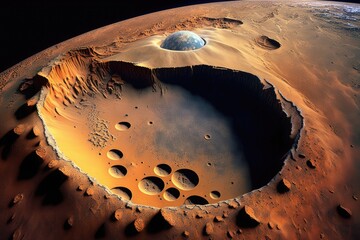 Wall Mural - moon crater detail mars based planets. generative ai