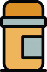 Poster - Hot cup thermos icon. Outline hot cup thermos vector icon for web design isolated on white background color flat