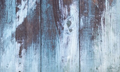 Canvas Print - Abstract background texture of Aged wooden planks with white and blue peeling paint