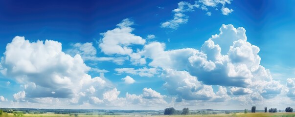Poster - blue sky background with tiny clouds. Panorama view. Generative AI