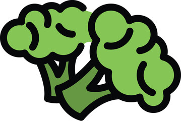 Sticker - Broccoli vitamin icon. Outline broccoli vitamin vector icon for web design isolated on white background color flat