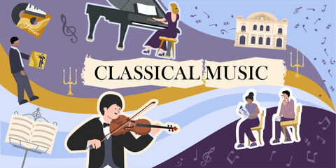 Wall Mural - Classical Music Flat Collage