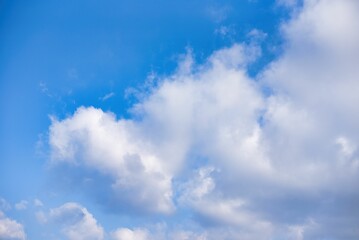 Canvas Print - Beautiful blue crystal sky with white clouds that look like silk.