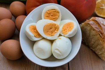 Sticker - delicious fresh boiled eggs with a bright yellow yolk