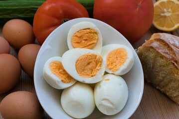 Sticker - delicious fresh boiled eggs with a bright yellow yolk