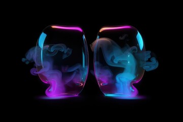 Poster - Two dialogue bubbles in futuristic with smoke. Generative AI