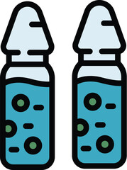 Sticker - Medicine vials icon. Outline medicine vials vector icon for web design isolated on white background color flat