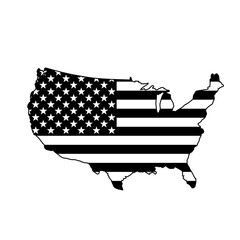 United States flag map USA Flag inside USA Map black and white vector illustration clip art