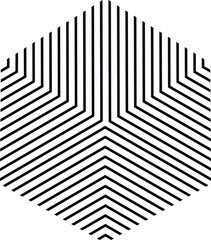 Wall Mural - Striped hexagon in black and white, monochrome isometric cube