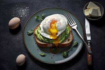 Poster - Toast with Avocado and Poached Egg Generative AI