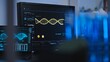 © Synthex - DNA chain animation on computers in genetic lab, modern technology, science