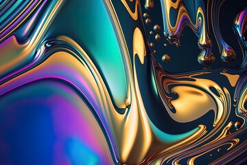Wall Mural - liquid painting with holograms and metallic highlights Generative AI