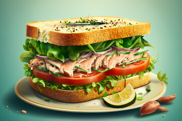 Sticker - Tuna Sandwich with Salad Generative AI