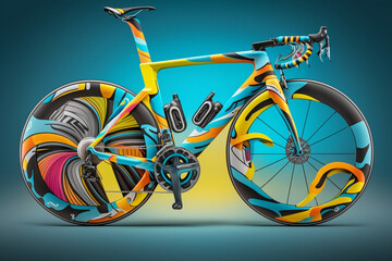 Wall Mural - A racing bike with colorful and eye-catching graphic Generative AI