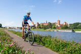 A man on a mountain bike- Cracow- Poland.